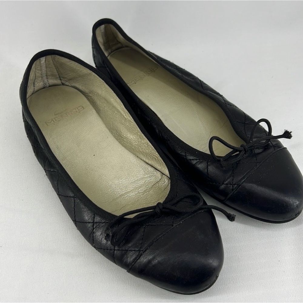 Menina Black Quilted Flats with Bow